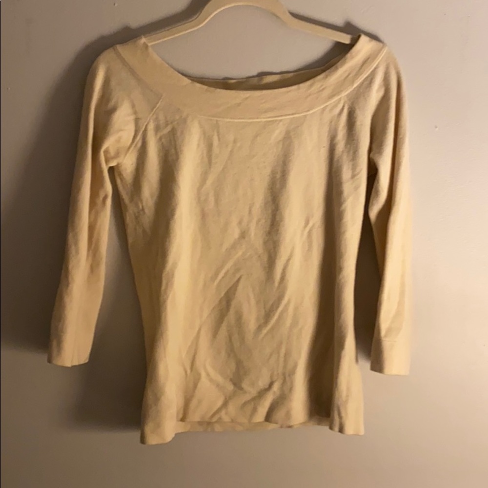 Open/ boat neck, off shoulder white sweater